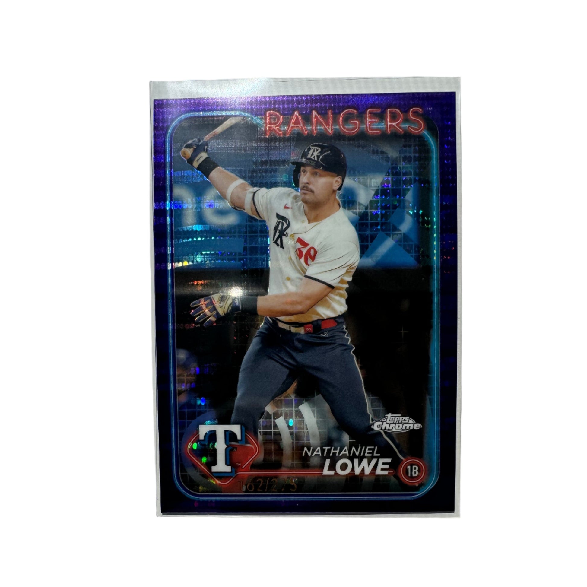 2024 Topps Chrome Nathaniel Lowe Purple Sonar Refractor - Texas Rangers 162/275